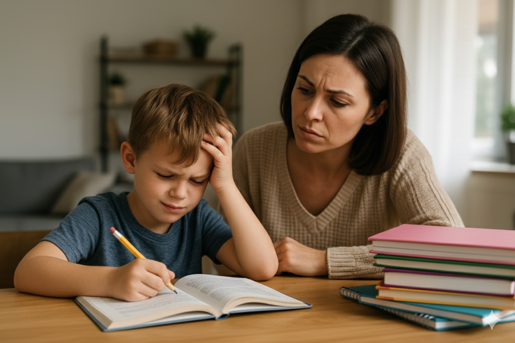 A reading comprehension quiz on a desk, illustrating a student's struggle to understand the material.