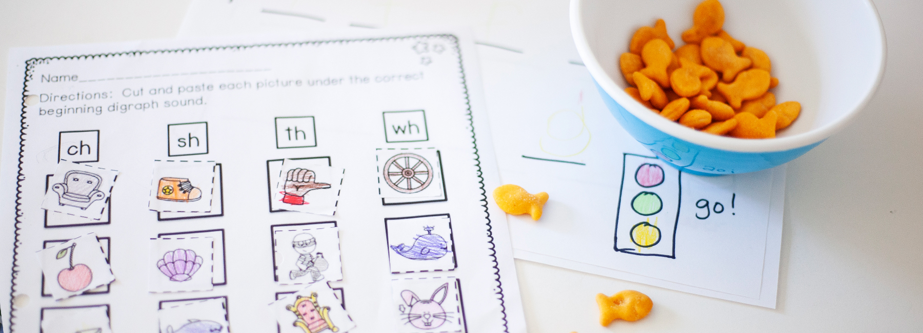 kids worksheet with crackers