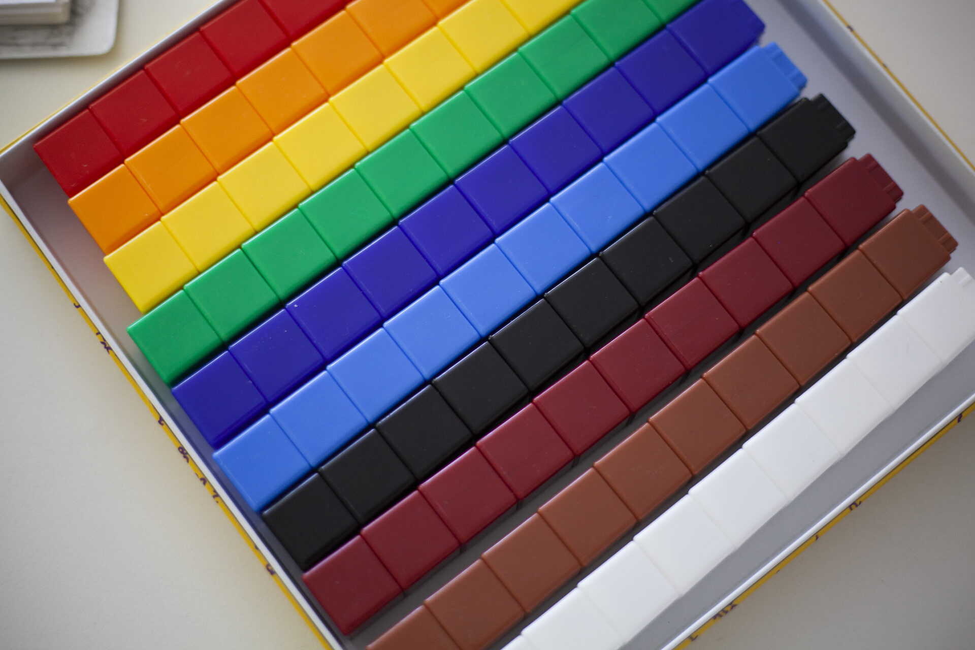 Cuisenaire rods used in the On Cloud Nine math facts program at Novaread