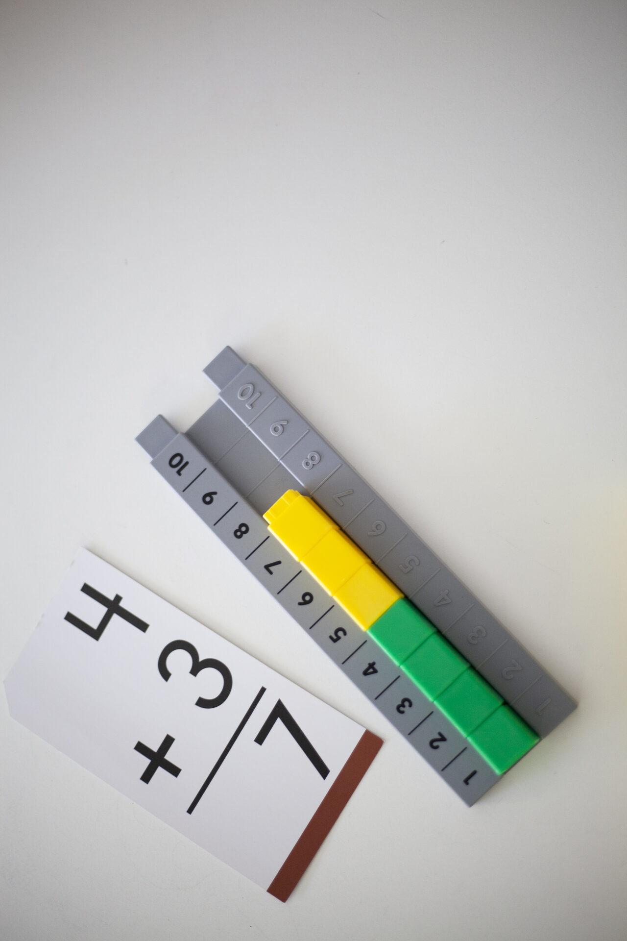 Number rods and math fact card showing numeracy tools used at Novaread
