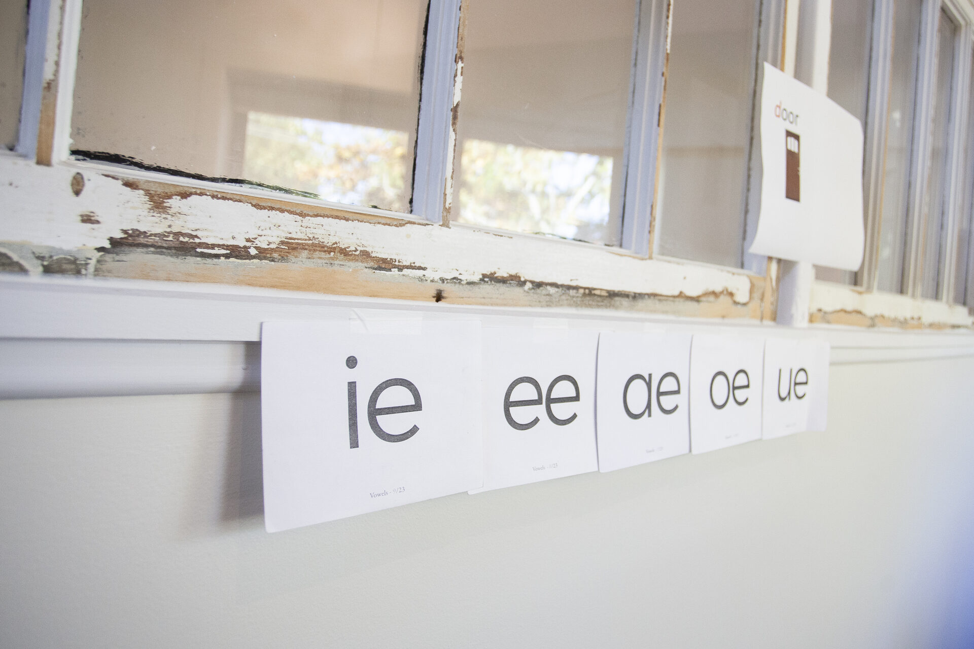 Phonics vowel sound cards displayed at Novaread reading and comprehension program