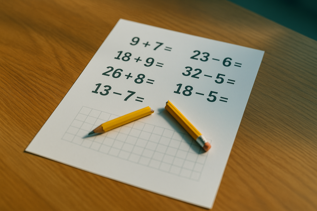 Unfinished math worksheet with a broken pencil showing homework frustration from hidden learning gaps